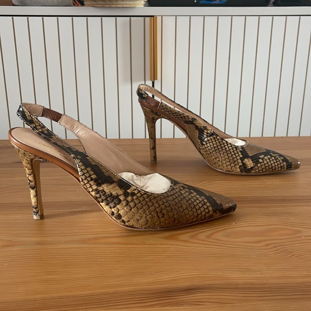 Casuccio Vincenzo Snakeskin Leather Slingback Pumps 37.5